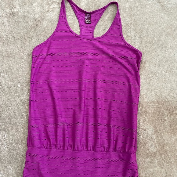 prAna Breathe Small magenta Racerback tank wide waistband - Picture 1 of 7
